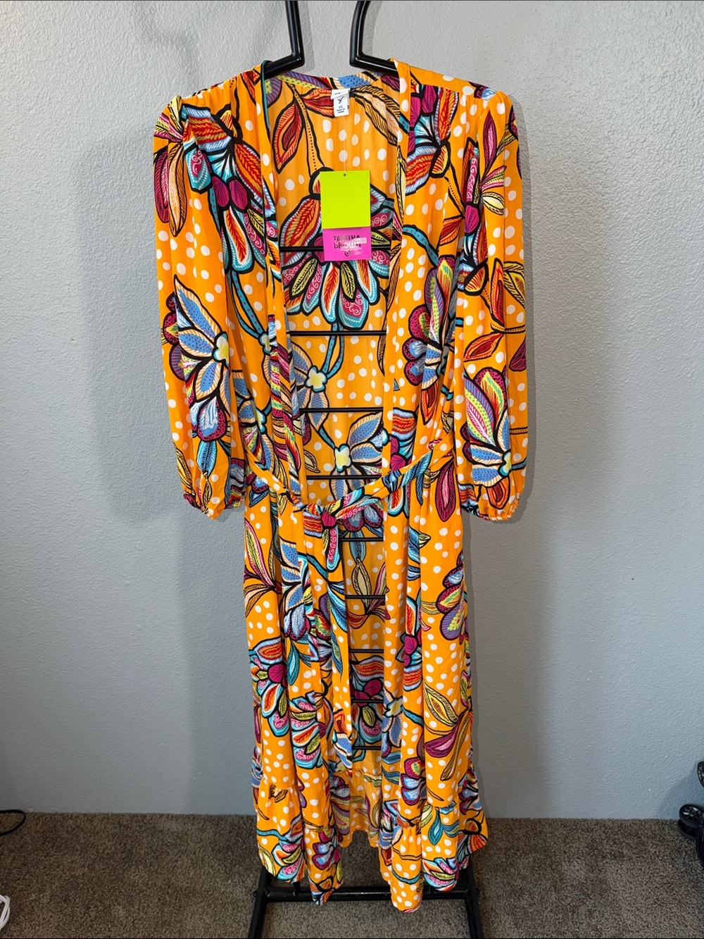 Tabitha Brown Vibrant Floral Orange Maxi Cover-Up, Duster